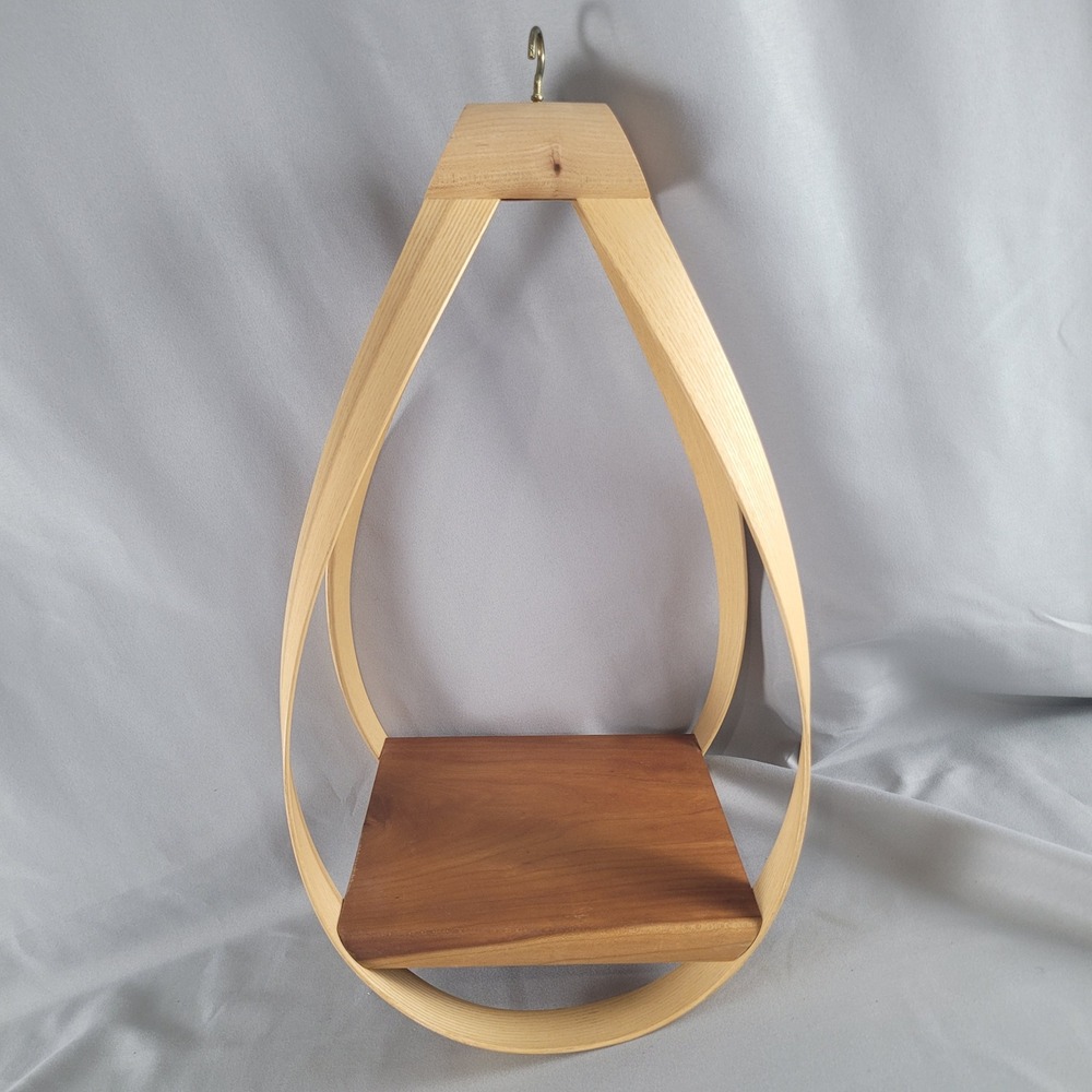 Wood Teardrop Hanging Plant Shelf Bentwood Boho Danish Scandinavian Style